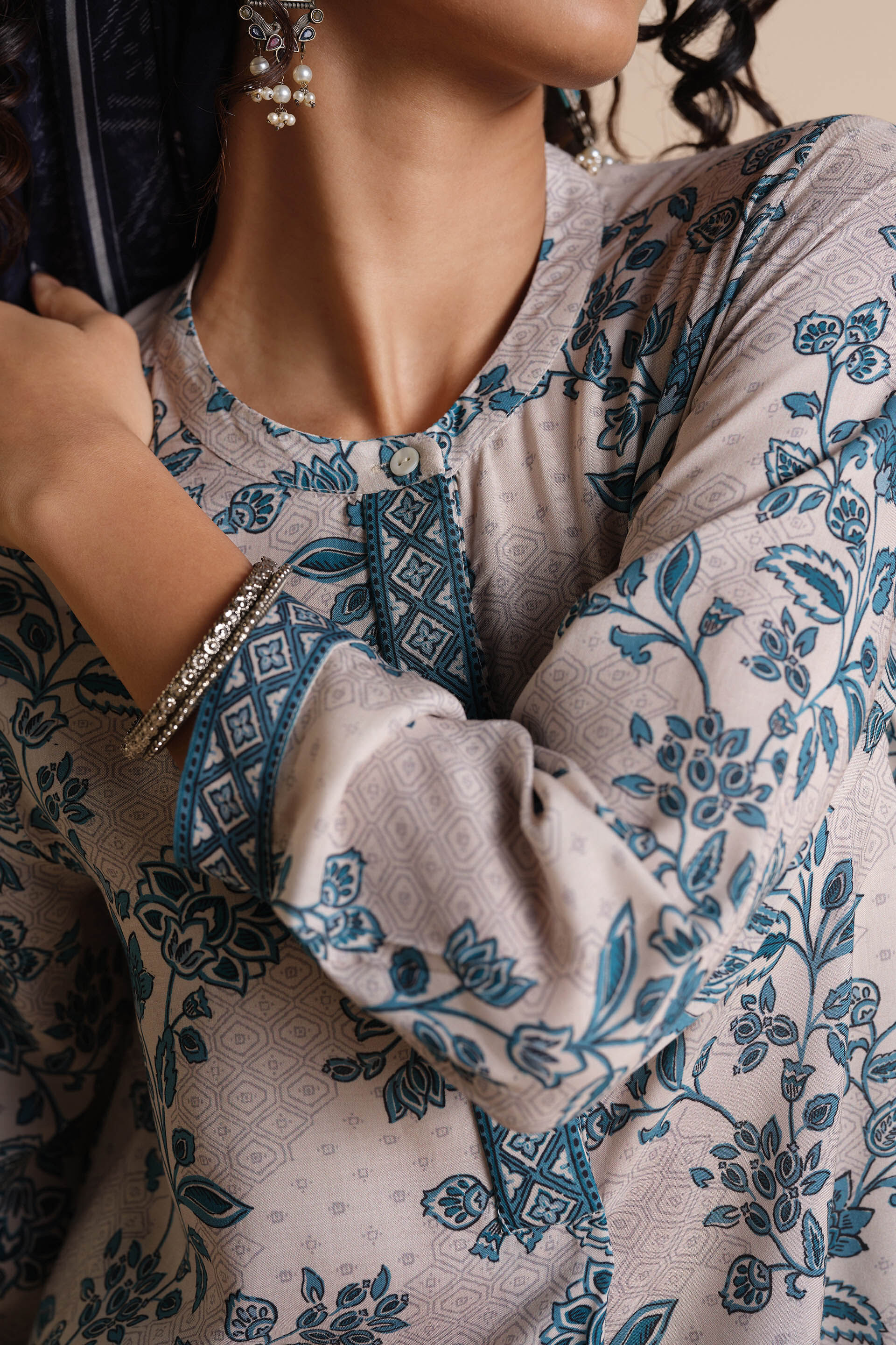 Phool Patti Tunic, Off White, image 4